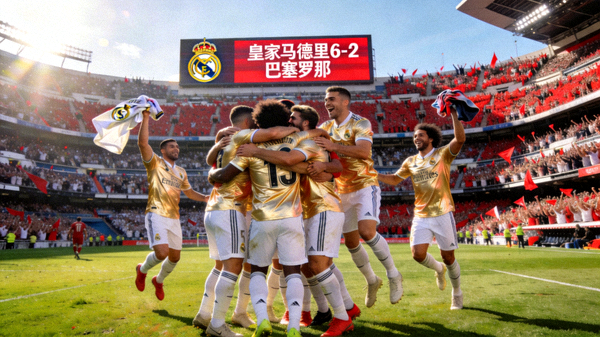 皇家马德里主场大胜巴塞罗那赛后球员庆祝